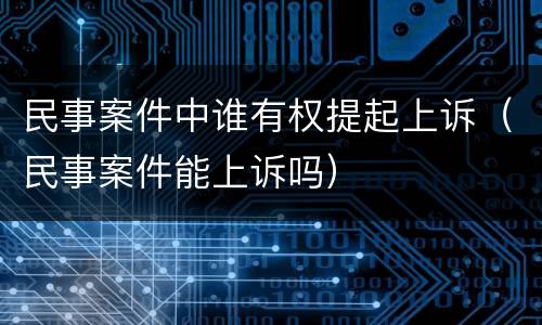民事案件中谁有权提起上诉（民事案件能上诉吗）
