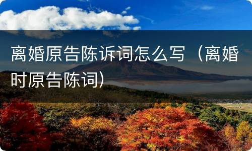 离婚原告陈诉词怎么写（离婚时原告陈词）