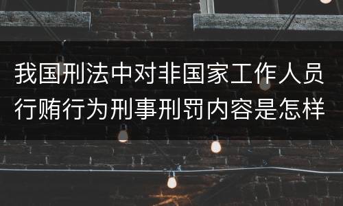 我国刑法中对非国家工作人员行贿行为刑事刑罚内容是怎样