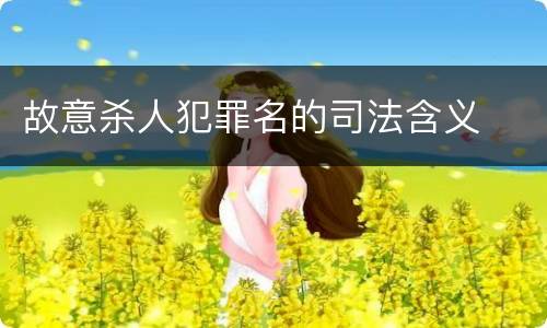 故意杀人犯罪名的司法含义