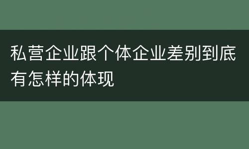 私营企业跟个体企业差别到底有怎样的体现