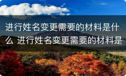 进行姓名变更需要的材料是什么 进行姓名变更需要的材料是什么样的