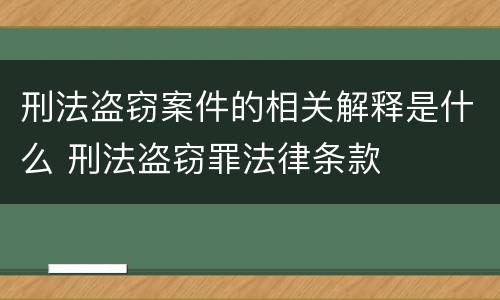 刑法盗窃案件的相关解释是什么 刑法盗窃罪法律条款