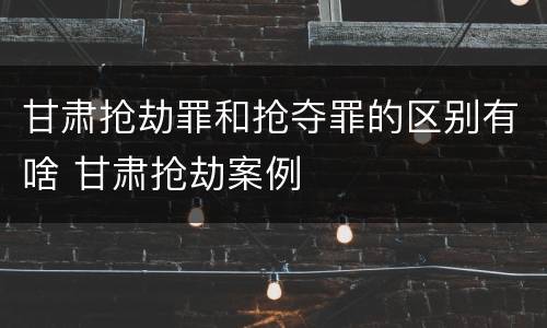 甘肃抢劫罪和抢夺罪的区别有啥 甘肃抢劫案例