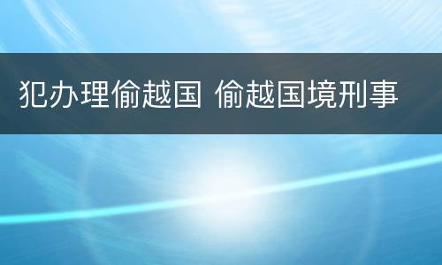 犯办理偷越国 偷越国境刑事
