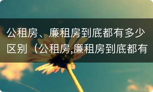 公租房、廉租房到底都有多少区别（公租房,廉租房到底都有多少区别呢）