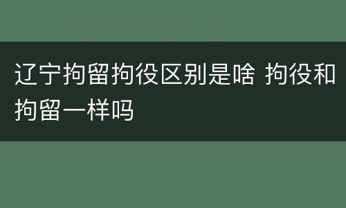 辽宁拘留拘役区别是啥 拘役和拘留一样吗