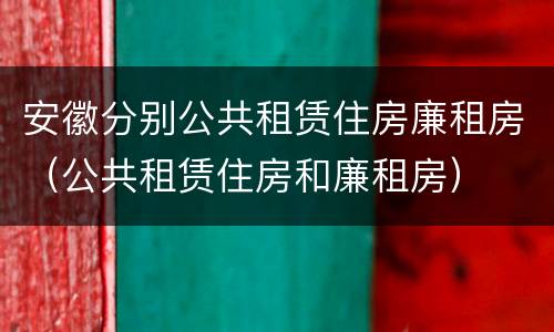 安徽分别公共租赁住房廉租房（公共租赁住房和廉租房）