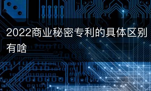 2022商业秘密专利的具体区别有啥