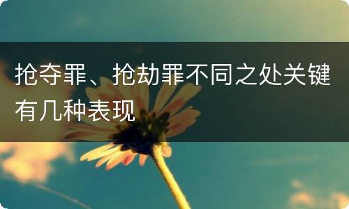 抢夺罪、抢劫罪不同之处关键有几种表现