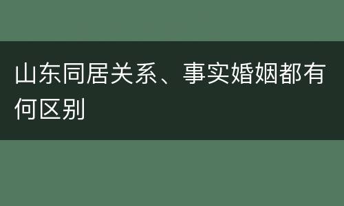 山东同居关系、事实婚姻都有何区别