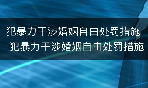 犯暴力干涉婚姻自由处罚措施 犯暴力干涉婚姻自由处罚措施怎么写