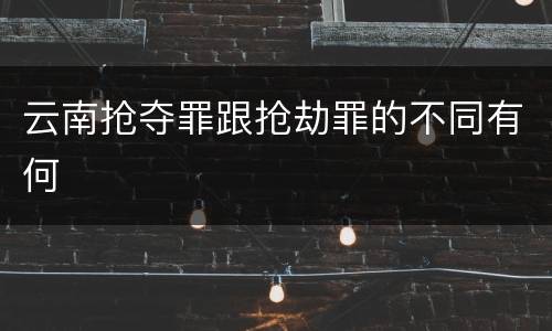 云南抢夺罪跟抢劫罪的不同有何