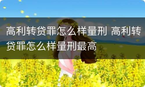 高利转贷罪怎么样量刑 高利转贷罪怎么样量刑最高