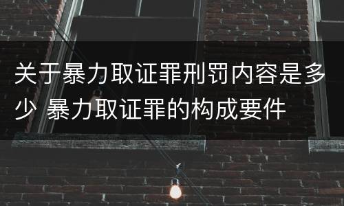 关于暴力取证罪刑罚内容是多少 暴力取证罪的构成要件