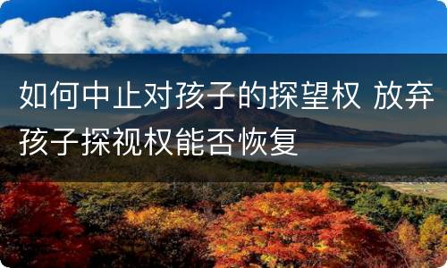 如何中止对孩子的探望权 放弃孩子探视权能否恢复