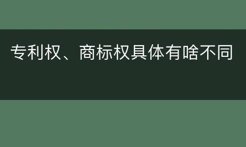 专利权、商标权具体有啥不同