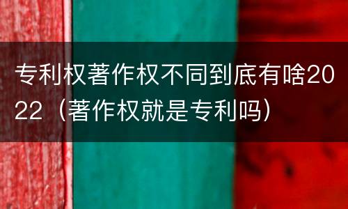 专利权著作权不同到底有啥2022（著作权就是专利吗）