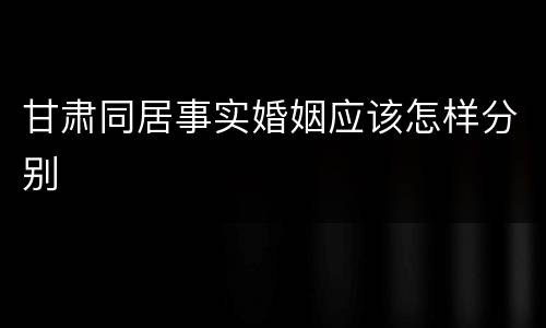 甘肃同居事实婚姻应该怎样分别