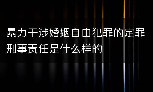 暴力干涉婚姻自由犯罪的定罪刑事责任是什么样的