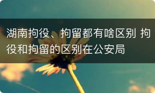 湖南拘役、拘留都有啥区别 拘役和拘留的区别在公安局