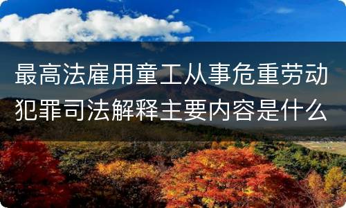 最高法雇用童工从事危重劳动犯罪司法解释主要内容是什么