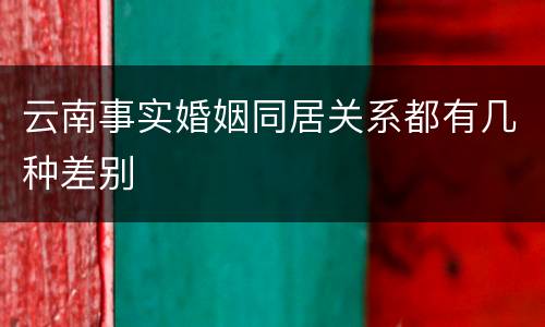 云南事实婚姻同居关系都有几种差别