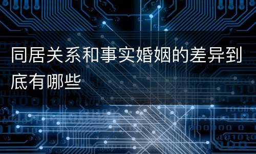 同居关系和事实婚姻的差异到底有哪些