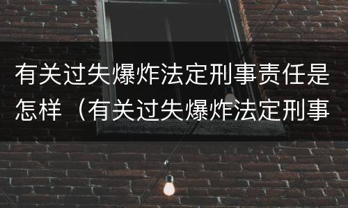 有关过失爆炸法定刑事责任是怎样（有关过失爆炸法定刑事责任是怎样划分的）