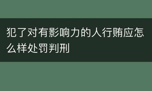犯了对有影响力的人行贿应怎么样处罚判刑