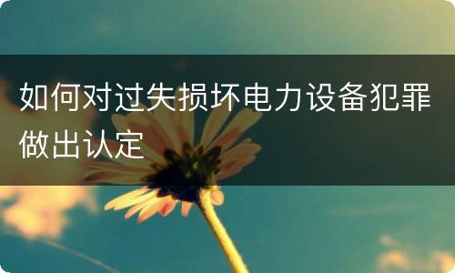 如何对过失损坏电力设备犯罪做出认定