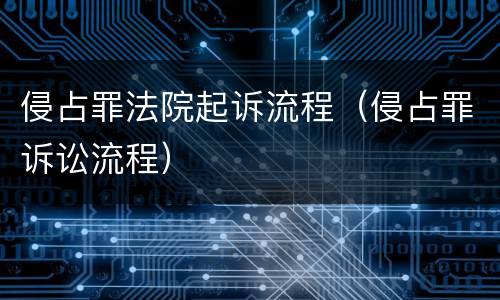 侵占罪法院起诉流程（侵占罪诉讼流程）