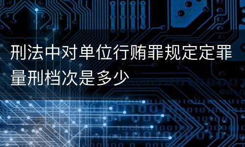 刑法中对单位行贿罪规定定罪量刑档次是多少