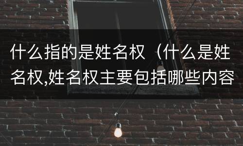 什么指的是姓名权（什么是姓名权,姓名权主要包括哪些内容）