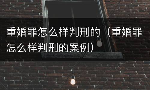 重婚罪怎么样判刑的（重婚罪怎么样判刑的案例）