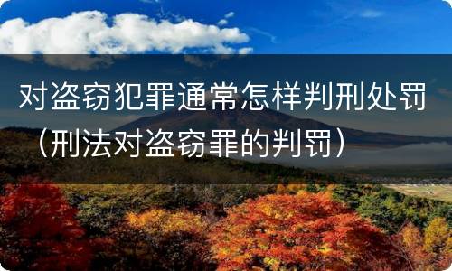 对盗窃犯罪通常怎样判刑处罚（刑法对盗窃罪的判罚）