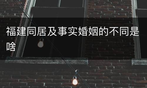 福建同居及事实婚姻的不同是啥