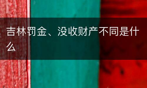 吉林罚金、没收财产不同是什么