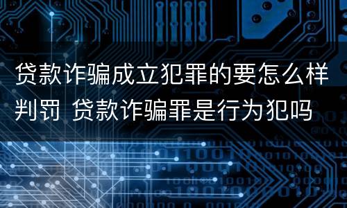 贷款诈骗成立犯罪的要怎么样判罚 贷款诈骗罪是行为犯吗