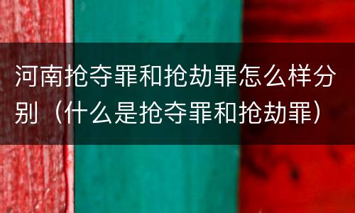 河南抢夺罪和抢劫罪怎么样分别（什么是抢夺罪和抢劫罪）