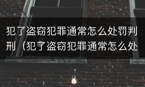 犯了盗窃犯罪通常怎么处罚判刑（犯了盗窃犯罪通常怎么处罚判刑的）