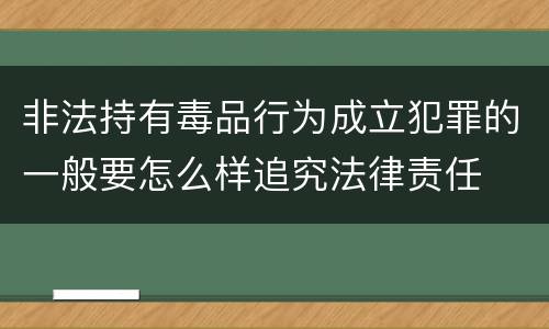 非法持有毒品行为成立犯罪的一般要怎么样追究法律责任