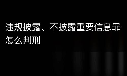 违规披露、不披露重要信息罪怎么判刑