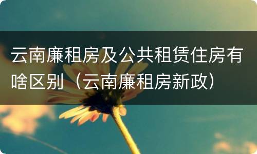 云南廉租房及公共租赁住房有啥区别（云南廉租房新政）