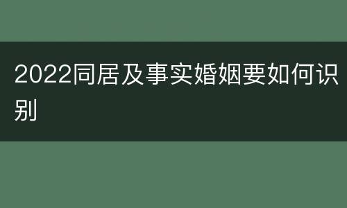 2022同居及事实婚姻要如何识别