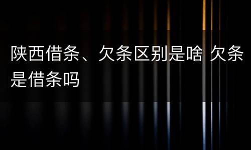 陕西借条、欠条区别是啥 欠条是借条吗