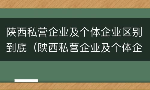 陕西私营企业及个体企业区别到底（陕西私营企业及个体企业区别到底有多大）