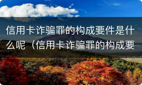 信用卡诈骗罪的构成要件是什么呢（信用卡诈骗罪的构成要件是什么呢）