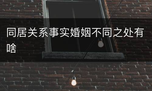 同居关系事实婚姻不同之处有啥