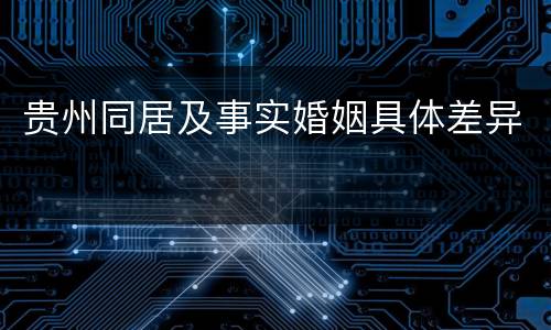 贵州同居及事实婚姻具体差异